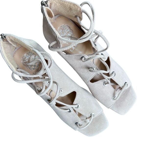 Vince Camuto Nahara sandal square peep toe wedge heels size 8 - Picture 6 of 13